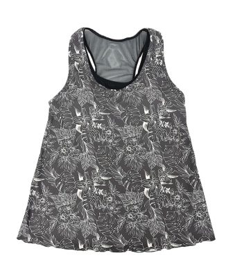 線画フラワーレイヤードタンクブラ