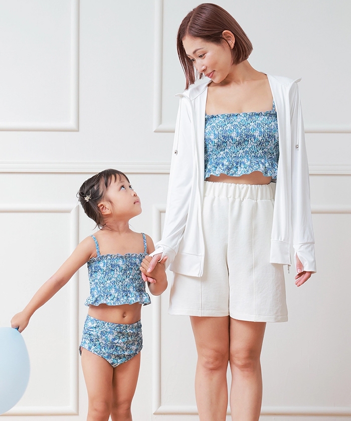 Bohemianblue■ギンガム シャーリング タイアップ 水着 2colors MINT SEQUIN BIKINI BRA | HMBD