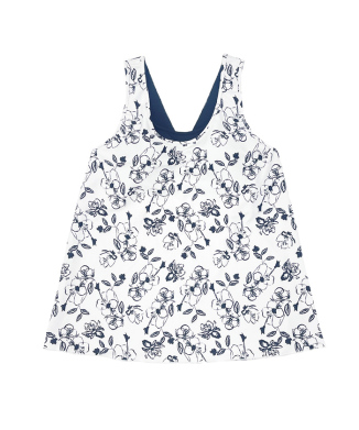 モノクロ線画フラワーレイヤードタンクブラトップス