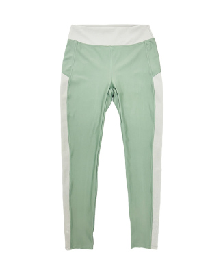 バイカラー異素材ミックスデザインレギンス