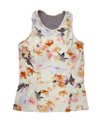 スプリングフラワーペプラムタンクブラトップス
