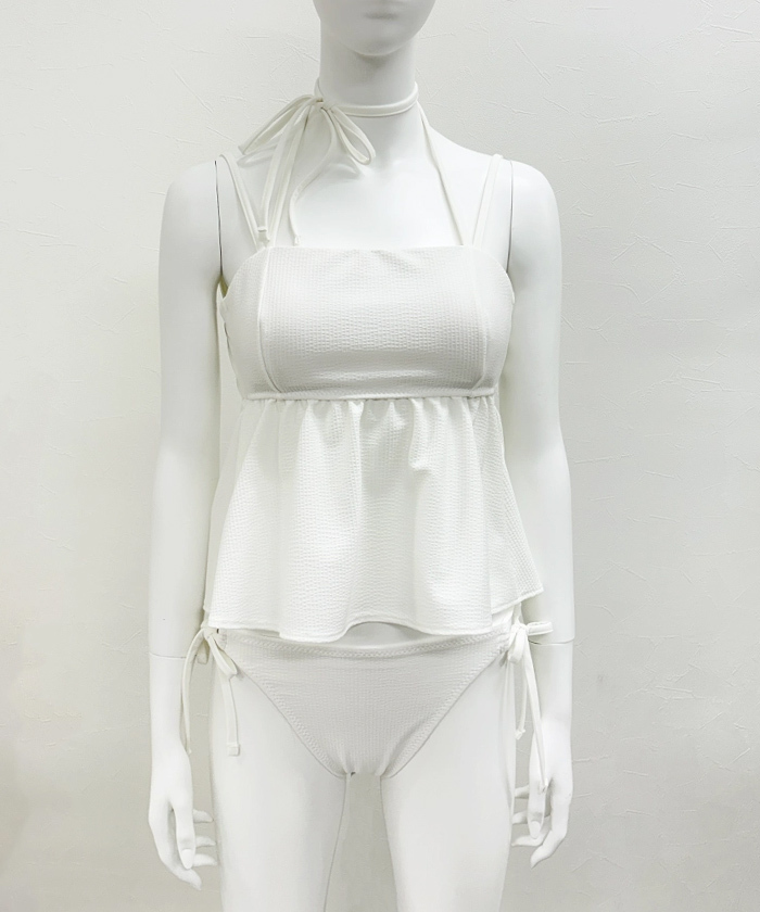 PEAK&PINE 無地チョーカー風リボンベアトップビキニ/ベアキニ 無地チョーカー風リボンベアトップビキニ/ベアキニ(iw5B0226