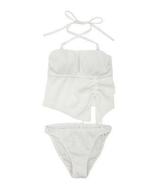 ワッフルニット素材ベアトップビキニ/ベアキニ