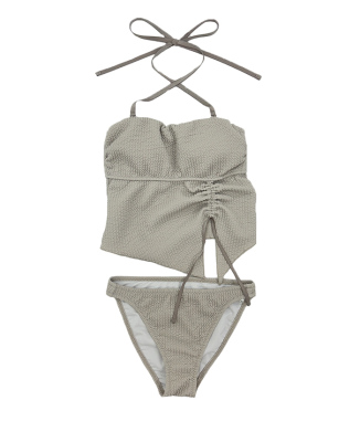 ワッフルニット素材ベアトップビキニ/ベアキニ