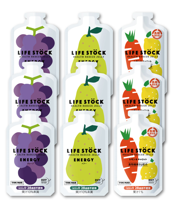 LIFE STOCK 防災備蓄ゼリーセット［1］ エネルギー＆食物繊維サポート