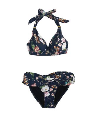 ジャパネスクボタニカルサッシュホルターネックビキニ