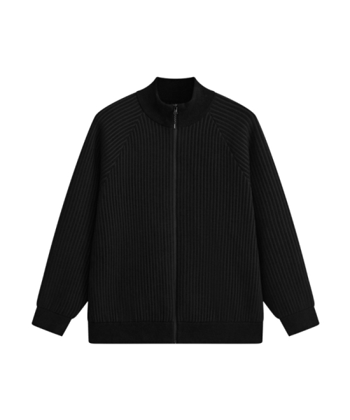 S contrast zip knit ブラック THEREDTHREAD / ザレッドスレッド】S contrast zip knit