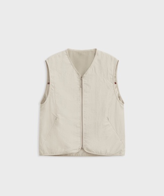 Crinkle-Finish Collarless Relaxed Vest