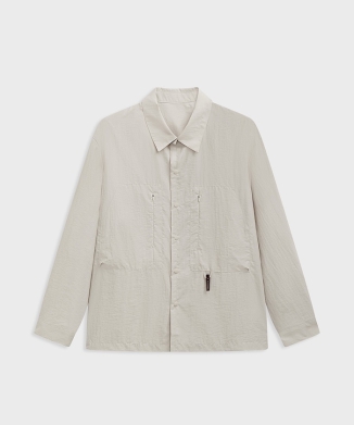 Crinkle-Finish Regular-Collar Relaxed Shirt