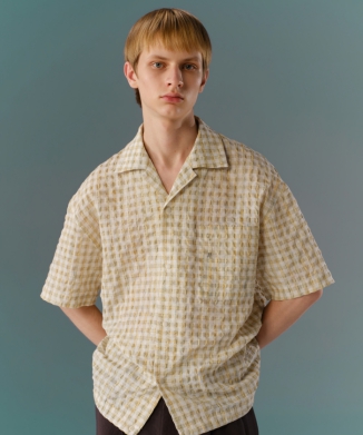 Fresh Check Seersucker Open-Collar Shirt