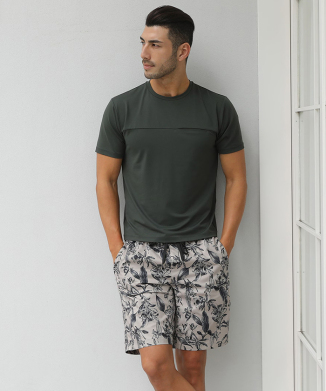 ハーバルボタニカル柄レギュラー丈メンズサーフパンツ