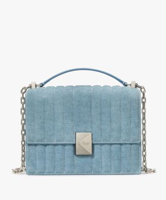 DECO QUILTED DENIM SUEDE CHAIN SHOULDERデコ キルテッド デニム スエード チェーン ショルダー