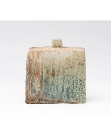窯変灰被扁壷　YOHEN Natural Ash Glaze Rectungular Vase