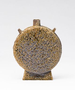 窯変灰被扁壷　YOHEN Natural Ash Glaze Rectungular Vase