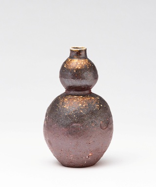 窯変灰被瓢花生　YOHEN Natural Ash Glaze Gourd Vase