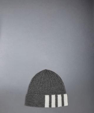 RIB HAT W/ 4 BAR STRIPE IN CASHMERE