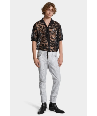 Crackle Wash Skater Jeans
