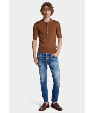 Medium Small Hole Wash Skater Jeans