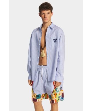 Summer Lovers Oversized Pinstripe Shirt