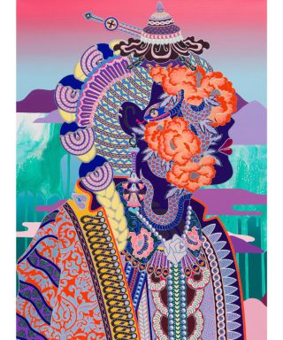 絵画 1S150-5 一番小さい油絵○24K純金太陽の日の出赤富士山△がんどうあつし