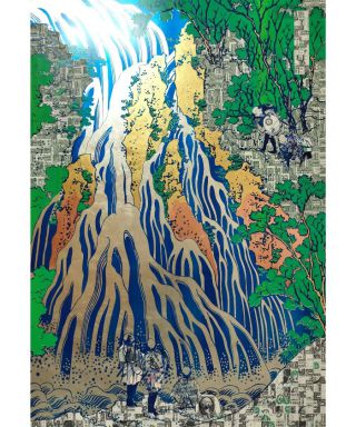 Automatic waterfall 霧降の滝 F77641438G「葛飾北斎 諸国瀧廻り 下野黒髪山きりふりの滝」引用