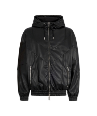 Faux Leather Zipped Hoodie