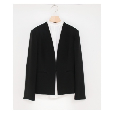 トリアセダブルジョーゼット ノーカラー ジャケット