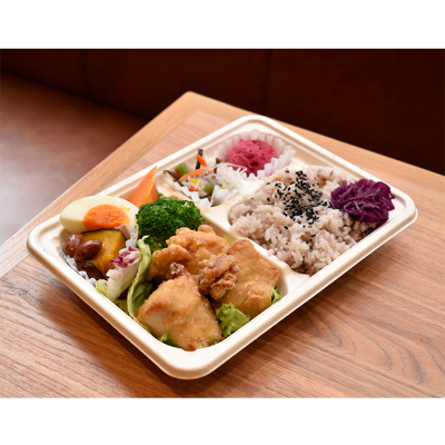 【弁当】[ロートレシピ]彩り野菜と鶏のから揚げ弁当　シークワーサーポン酢味