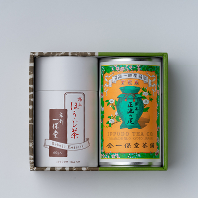 煎茶 芳泉 中缶 ・ 極上ほうじ茶 紙筒 ・ 極上玄米茶 紙筒詰合せ
