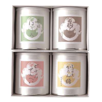 丸缶せんべい4缶セット【大阪みやげ】