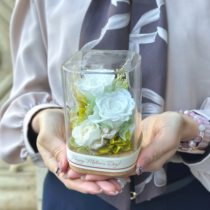 プリザーブドフラワー ローズボトル ホワイト【母の日】(sg260042