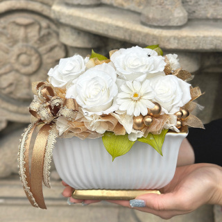 プリザーブドフラワー　白金の花結び【敬老の日】
