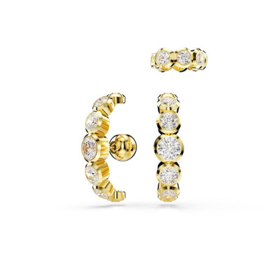 Imber ピアス・イヤーカフセット3個セット、ラウンドカット, ホワイト, ゴールドトーン・プレーティング【#ミミフェス】