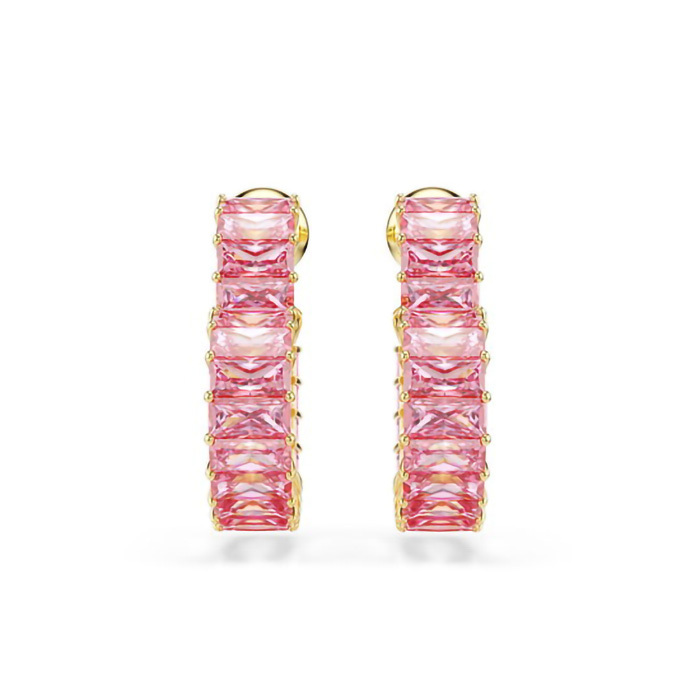 SWAROVSKI　Matrix フープピアス バゲットカット　ピンクカラー Matrix フープピアス, バゲット・カット, ピンク, ローズ