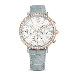 Matrix Tennis Chrono ウォッチスイス製, レザーストラップ, グレー, シャンパンゴールドトーン仕上げ