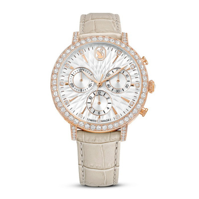 Matrix Tennis Chrono ウォッチスイス製, レザーストラップ, ベージュ, ローズゴールドトーン仕上げ
