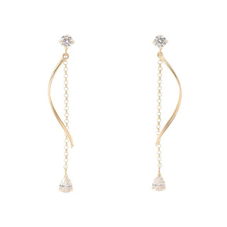 ロングチェーンピアス　10金イエローゴールド
