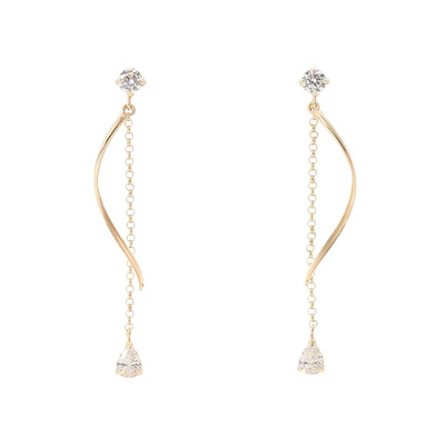 ロングチェーンピアス　10金イエローゴールド