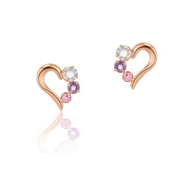 K10PGピアス_151636153105 ローズクォーツ／アメ／Ｐトル