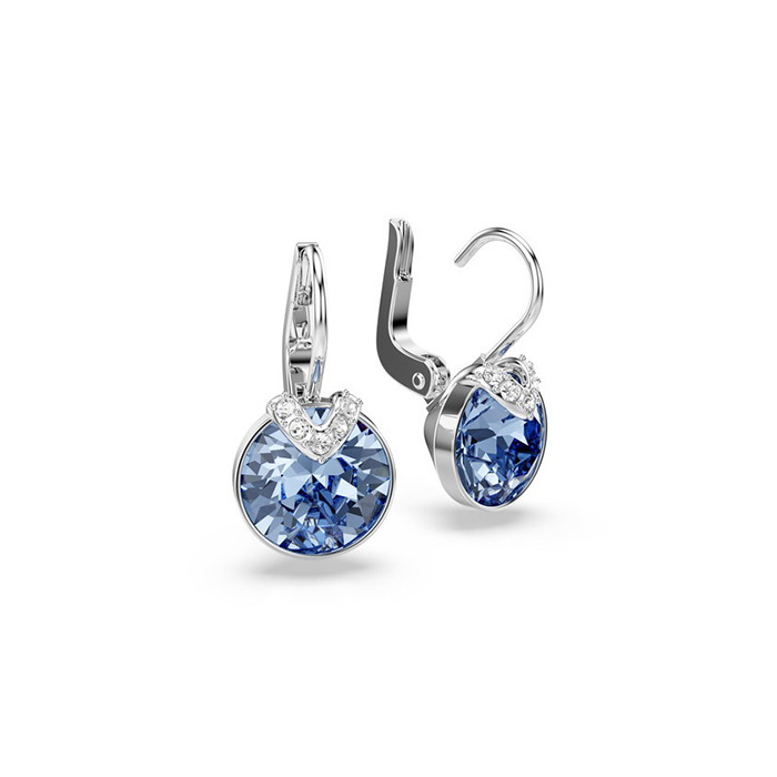 【新品・美品】SWAROVSKI Bella Vピアス Bella ドロップピアス, ラウンドカット, パープル, ロジウム