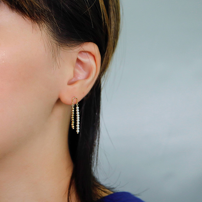 K10YG 淡水パール ピアス_イエローゴールド(sn250266)｜阪神オンライン