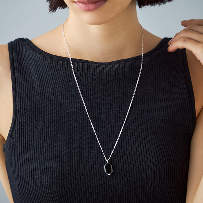 ジェムネックレス スモーキークォーツ_65326 シルバー(sn250307)｜阪神