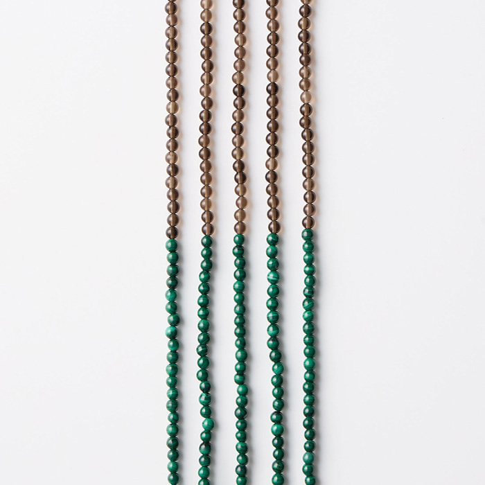 ジェムネックレス マラカイト×スモーキークォーツ_65328 シルバー