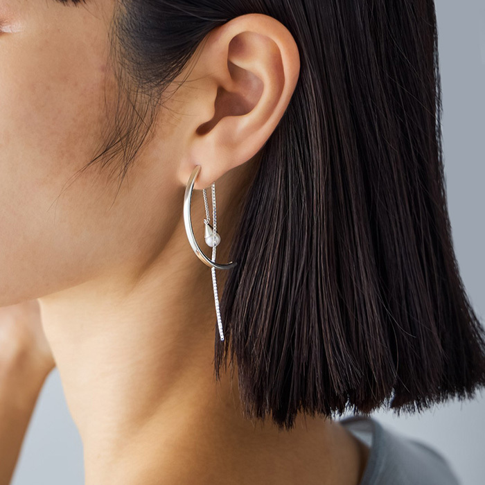 カーブピアス パール_76008 シルバー(sn250316)｜阪神オンライン