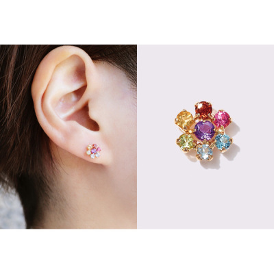 K10YG フラワーマルチピアス【Happy Fortune accessory特集】