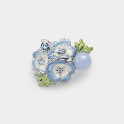 ブルーレースアゲート ネモフィラ ブローチ_VBRV6144 BL