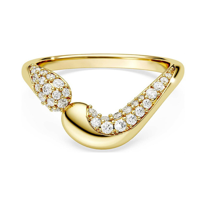 【Swarovski リング　2本】ゴールドコーティング・シルバー系 Classica オープンリング スターリングシルバー, 18Kゴールド