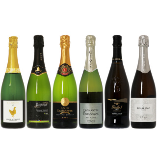 ［P-01］シャンパーニュ入り、シャンパーニュ製法で造るスパークリングワイン6本セット【大ワイン祭・ちょっと贅沢なワインセット】
