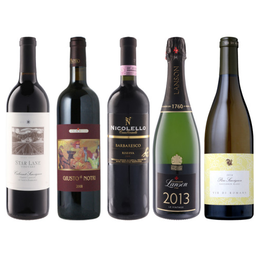 阪神のワイン ［P-11］アメリカ・フランス・イタリア！3か国バックヴィンテージ飲み比べ5本セット【大ワイン祭・ちょっと贅沢なワインセット】