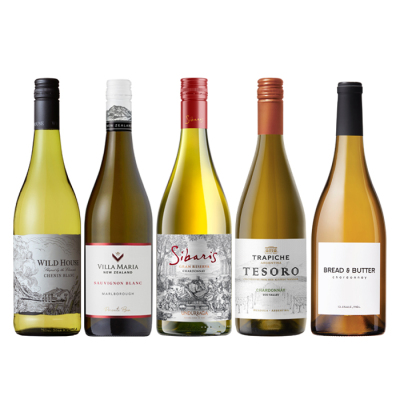 ［P-18］ニューワルド5か国 白ワイン飲み比べ 5本セット【大ワイン祭・ちょっと贅沢なワインセット】